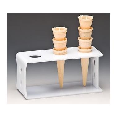 Акрилна  стойка  за фунийки за сладолед 3 местна бяла  8x19x10,5см (ZCP 608)AN - Alkan