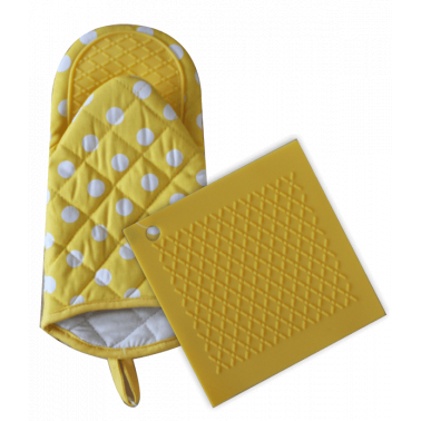 Комплект от ръкавица със силиконова ръкохватка жълти (SOM-025BY) - Horecano
