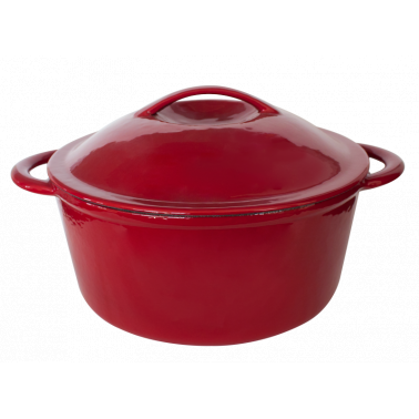 Чугунена касерола кръгла с капак червена ф26см  (LQ 826A) - Horecano
