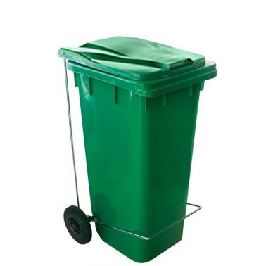 Пластмасов кош за отпадъци с педал и колела 60x45,5x95,5см 120л зелен (6512/6507)  - Senyayla