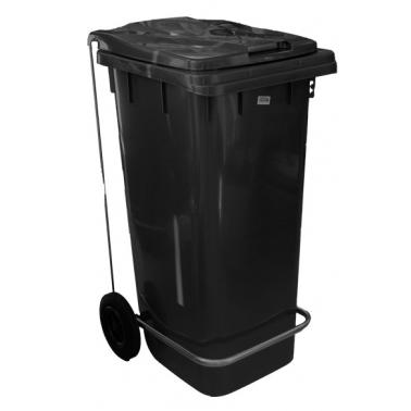 Пластмасов кош за отпадъци с педал и колела 240л черен SA-(6512) - Senyayla