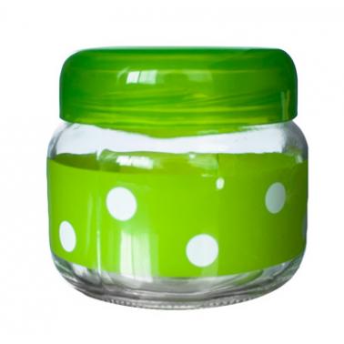 Стъклен буркан  с пластвасова капачка зелен  425мл  (Е) M-131751/131967 - Horecano