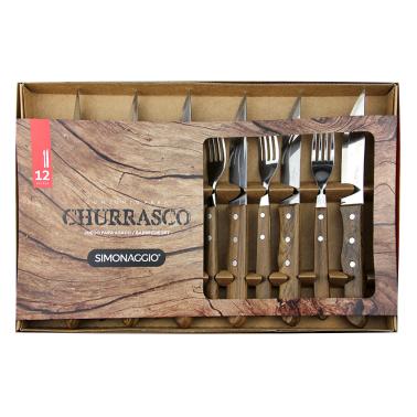 Комплект за хранене 12 елемента с дървени дръжки SIM-CHURRASCO-(CH 5416/12) (350.312.9053.400) - SIMONAGGIO