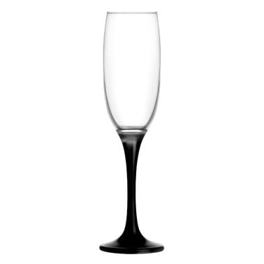 Стъклена чаша за шампанско с черно столче 220мл VEN 541 PA025AC - Lav