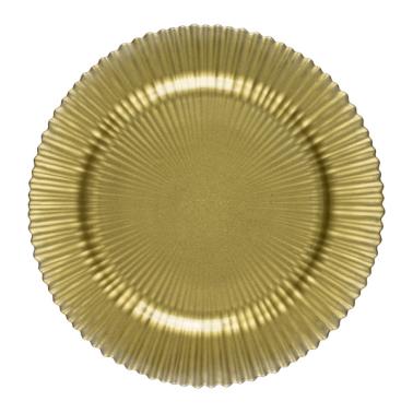 Стъклена подложна чиния релефна ф31см GOLD WICKED-(HC-59408) - Horecano