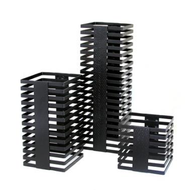 Комплект  метални стойки за блок маса 3бр. STRIPE  черни (15,24x15,24xh15,24см, 15,24x15,24xh31см, 15,24x15,24xh46см)-SG-79846(S3)(A,B,C) - Horecano