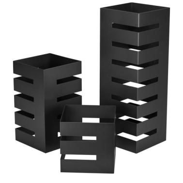 Комплект стойки за блок маса квадратни 3бр черен мат (15x15xh15см / 15x15xh28см / 15x15xh44,75см) (SG-79486(S3)) - Horecano