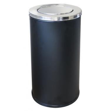 Метален кош за отпадъци с люлеещ капак черен 38x38x73cм. G-(89006-001) - Horecano