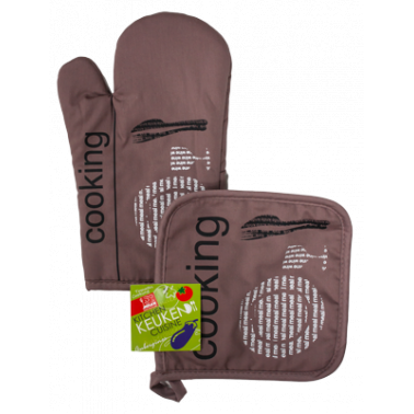 Текстилна ръкавица с ръкохватка комплект  кафяви (31028B) - Horecano
