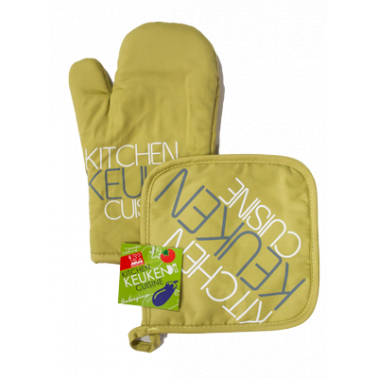 Текстилна ръкавица с ръкохватка  комплект зелени (31028G) - Horecano