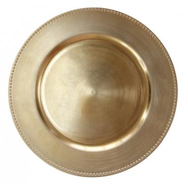 Полипропиленова подложна  чиния  с релефен кант златиста  ф33см HORECANO-(T119) 