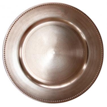 Полипропиленова подложна  чиния    с релефен кант розово злато ф33см HORECANO-(T119) 