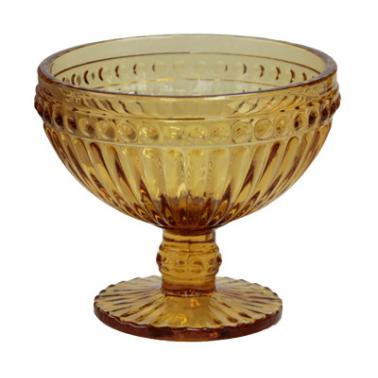 Стъклена чаша  на столче за десерти жълта  ф12.5х10см 370мл  OLD SCHOOL- (HC-93957) - Horecano