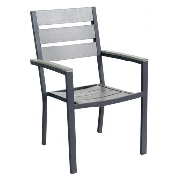 Стол с подлакътник - PVC 60x57x89см сив PLASTIC WOOD GREY-(HIC-0158GREY) - Horecano 