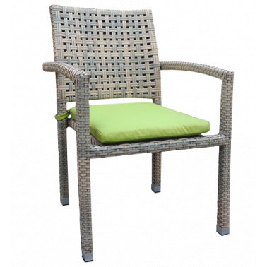 Ратанов стол с подлакътник /алуминиева рамка /зелена възглавница - PVC BZ-TR024 - Horecano