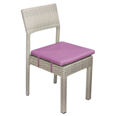 Ратанов стол без подлакътник с лилава възглавница - PVC алуминиева рамка (GG-C340) ГР - Horecano