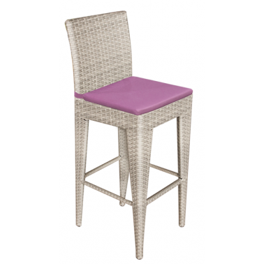 Ратанов бар стол с лилава възглавница -  PVC алуминиева рамка (GG-BC336) ГР - Horecano