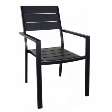 Полиетиленов стол с подлакътник, имитиращ дърво PLASTIC WOOD-ЧЕРЕН 58x55.5xh88.5см TB-(YC-051) - Horecano