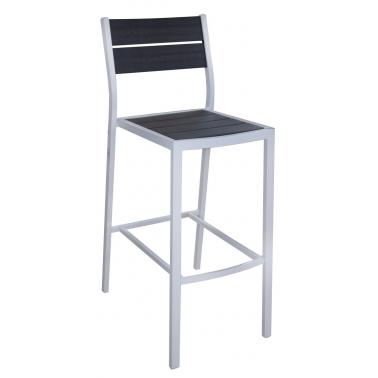 Бар стол 58x46xh107,5см PLASTIC WOOD бяло/сиво TB-(YC-055) - Horecano