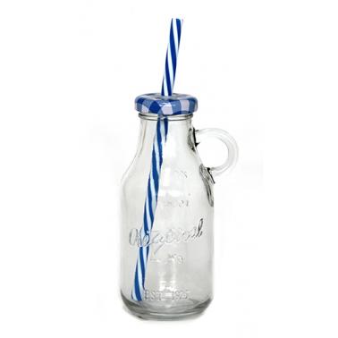 Стъклена бутилка с капаче и сламка 250мл BB-18 (181146-1) - Horecano