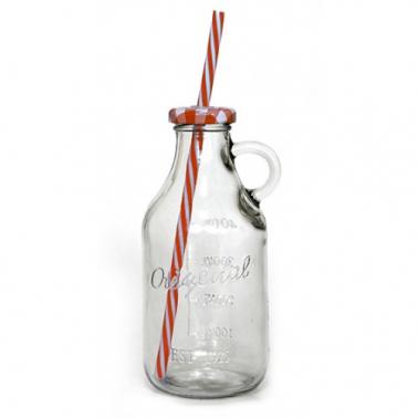 Стъклена бутилка с капаче и сламка 500мл BB-18D (181146-2) - Horecano