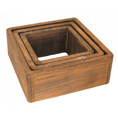 Дървени стойки  за блок маса 3бр квадратни  кафеви  18x18,22x22,26x26см  CN-(181157) - Horecano