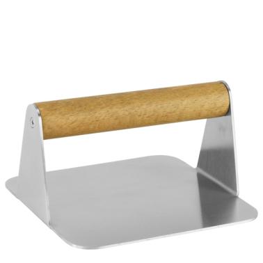 Метална преса за бургер с дървена дръжка 14x14см квадратна (232140-1) (HC-981645) - Horecano