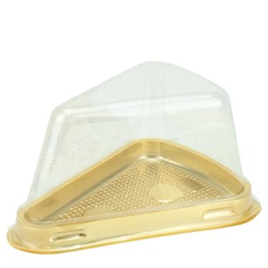 Пластмасова кутия за парче торта за еднократна употреба златна 14x10,5xh7см (HC-981886) (232193) - Horecano