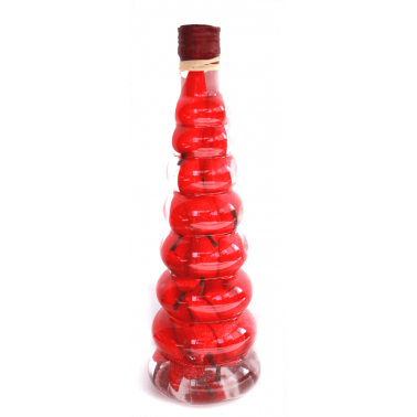 Стъклена бутилка за декорация 24см червено D-950-3 CN-(5236-4148-4) - Horecano