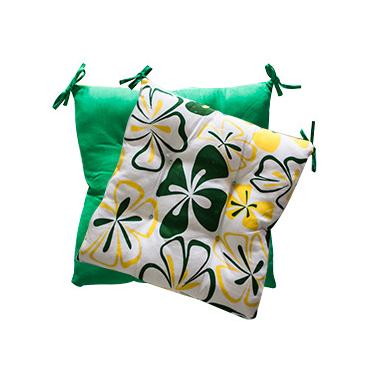 Текстилна възглавница 45x45см двулицева зелена с цветя CN-(7828) - Horecano