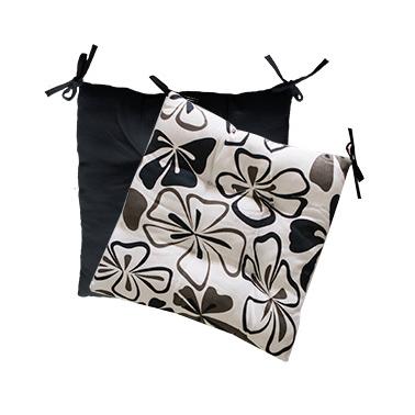 Текстилна възглавница 45x45см двулицева черна с цветя CN-(7825) - Horecano