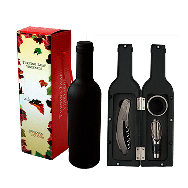 Комплект иноксови аксесоари за вино от 3 части в кутия-бутилка CN-(SXZ99-3 / 5408) - Horecano