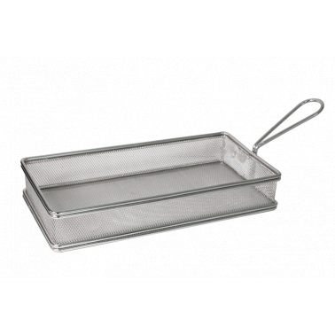 Иноксова кошничка за сервиране, правоъгълна с дръжка 26x13x5 см (А0100) - Horecano