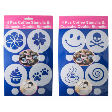 Шаблони за декориране на кафета и сладкиши комплект  от  4бр. големи  CN-(A0147) - Horecano
