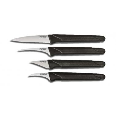 Комплект карвинг ножове извити  от неръждаема стомана   4бр. с черни дръжки (41254) - PIRGE