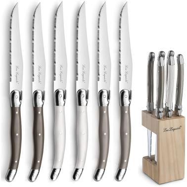 Комплект ножове за стек от 6 елемента на дървена стойка, TRADITION - Lou Laguiole