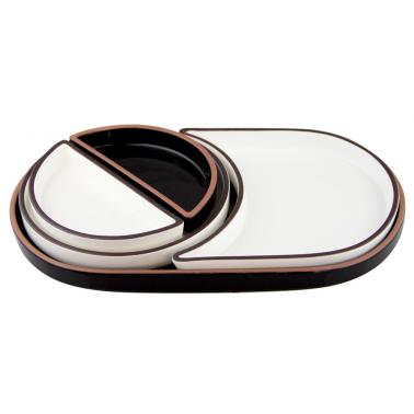 Комплект от 5 порцеланови чинии HELLA-BLACK & WHITE-(HC-56434) - Horecano