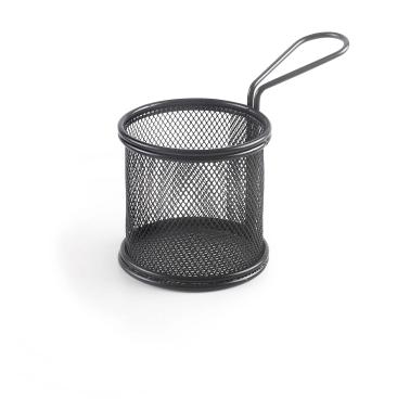 Иноксова кошничка за сервиране с една дръжка, кръгла, ф9см, h8см, черна – Lacor 