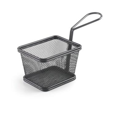 Иноксова кошничка за сервиране с една дръжка, квадратна, 10x8см, h7см, черна – Lacor 