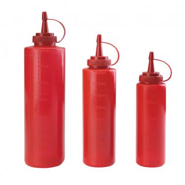 Полиетиленова бутилка  за  сос червена ф7x26см, 700мл 61970R - Lacor