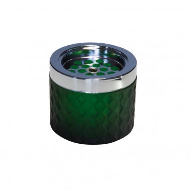 Стъклен пепелник с иноксов капак ф9,5см зелен - APS