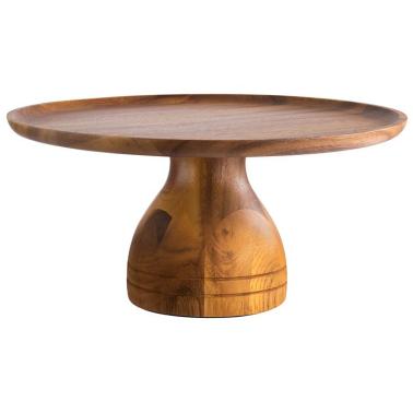 Дървен поднос за торта на столче, кръгъл, ф33см, h16см, „ACACIA“ – APS