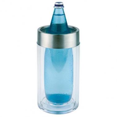 Пластмасов охладител за бутилка с иноксов пръстен  ф11,5/9,5см  h23см - APS