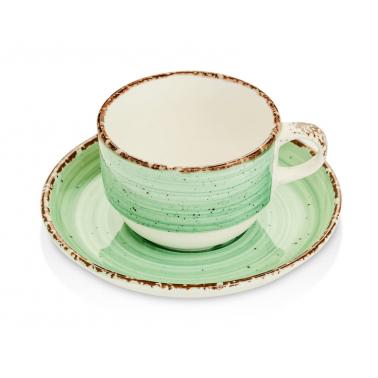 Порцеланова чаша с чинийка 230мл GREEN  (NBNEO02CT50YS) ГП  - Gural Porselen