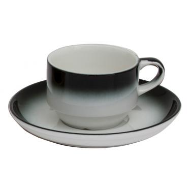 Порцеланова чаша с чинийка 230мл MARMARIS-WHITE/BLACK (NBNEO02CT63SYH)ГП  - Gural Porselen