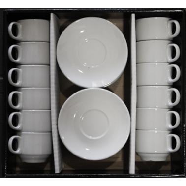 Порцеланова чашка с чинийка 90мл (092) - опаковка - 12бр.КП-HD - Китайски порцелан