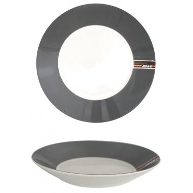 Порцеланова чиния дълбока ф22см със  сив/черен кант (XF21-11)КП - Китайски порцелан