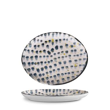 Порцеланова овална чиния, 20см, Blue brush - G.Benedikt