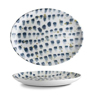 Порцеланова овална чиния, 32см, Blue brush - G.Benedikt