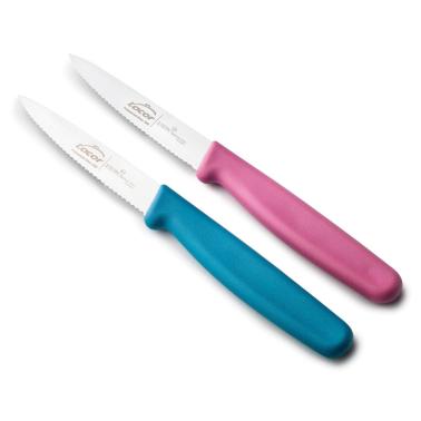 Комплект от 2 кухненски ножа от неръждаема стомана с полипропиленови дръжки, 10см, синьо/розово, ETERN – Lacor